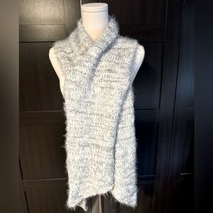 Grey and White Soft and Fuzzy Winter Scarf